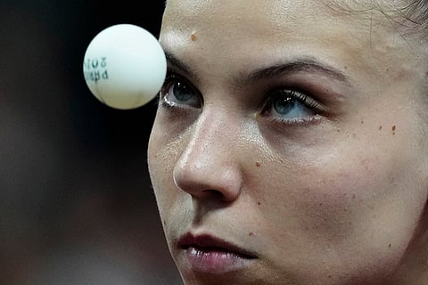 Adina Diaconu plays against India's Manika Batra